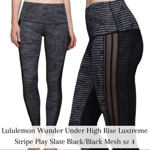 Lululemon Wunder Under Legging Stripe Black Mesh